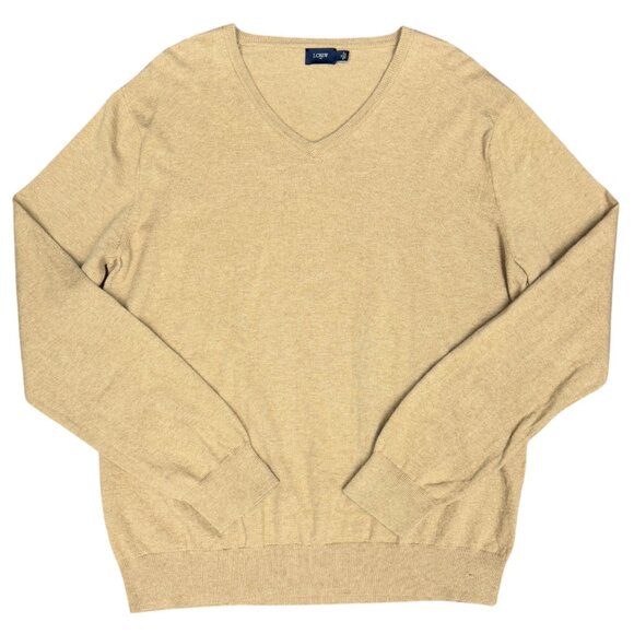 Men's J. CREW Harbor Cotton/Wool Blend V-Neck Sweater in‎ Camel- Size XL - Picture 1 of 8